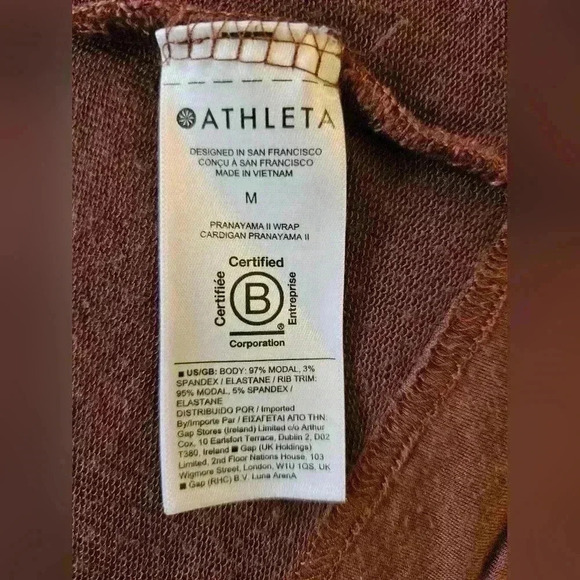 Athleta Long Brown Loose Collared Cardigan w/ Pockets & Thumb Hole, Size… - Picture 5 of 5